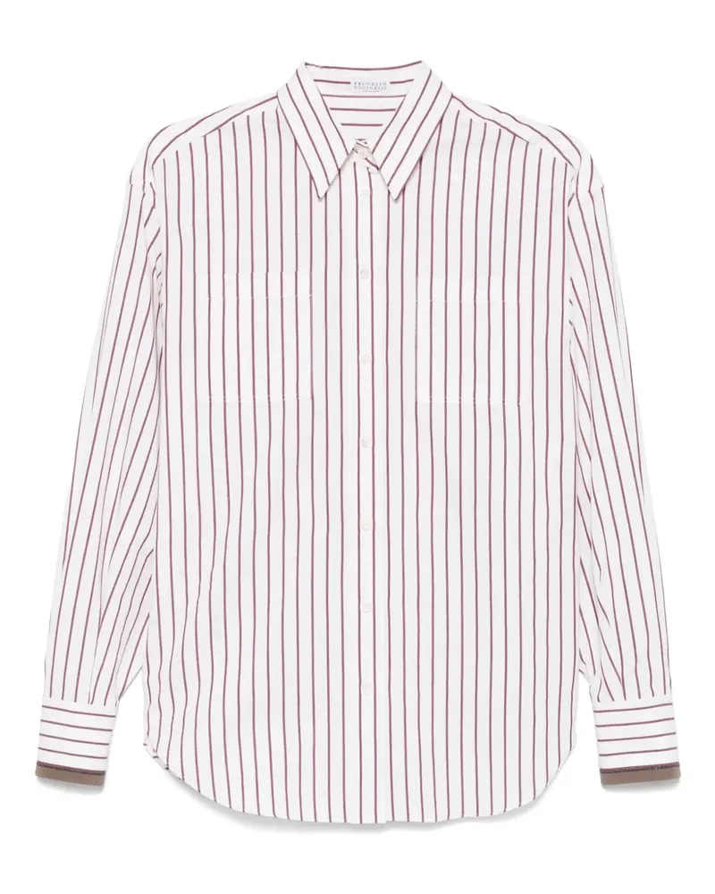 Brunello Cucinelli Gestreiftes Hemd - Weiß Weiß