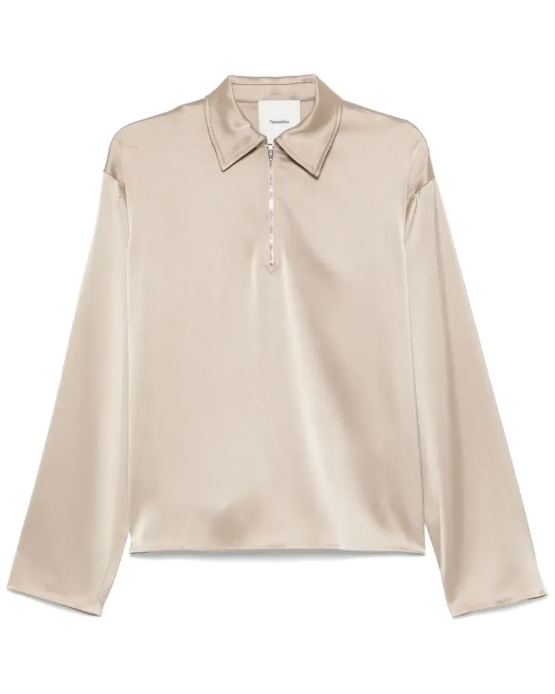 Nanushka Poloshirt aus Satin - Nude Nude