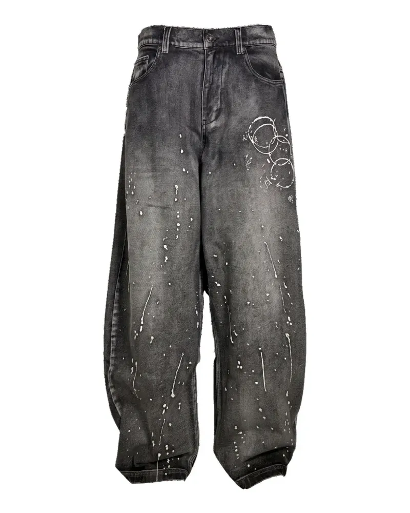 Mostly Heard Rarely Seen Weite Jeans mit Farbklecks-Print - Schwarz Schwarz
