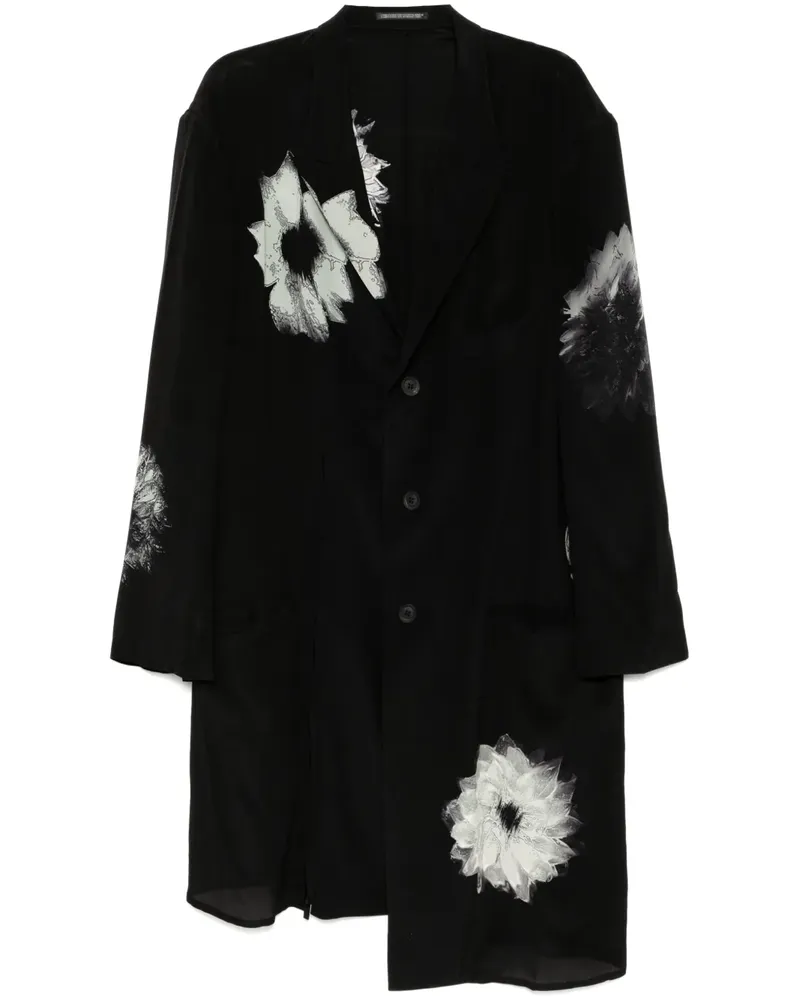 Yohji Yamamoto Jacke mit Blumen-Print - Schwarz Schwarz