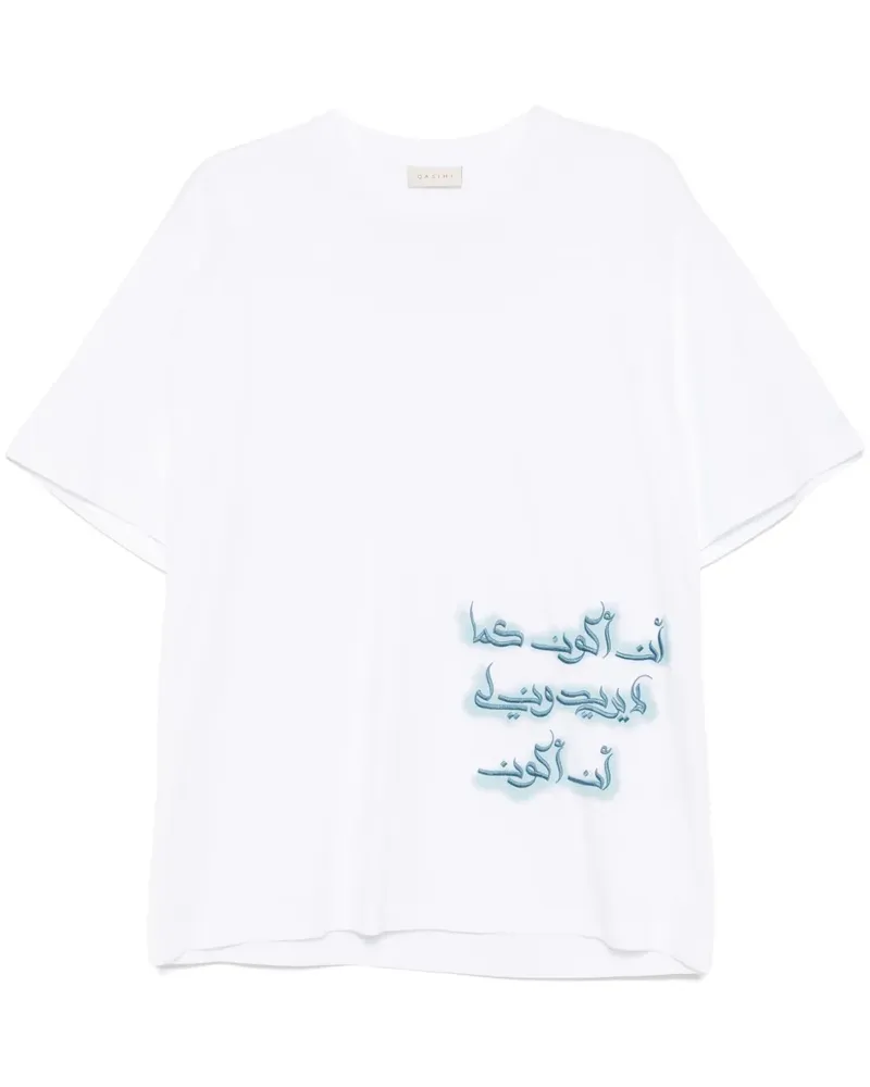 QASIMI T-Shirt mit verwischter Kalligrafie - Weiß Weiß