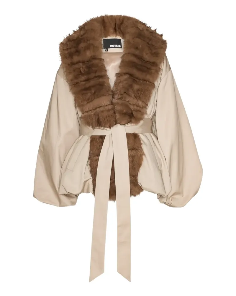 ROTATE Birger Christensen Jacke mit Kragen aus Faux Fur - Nude Nude