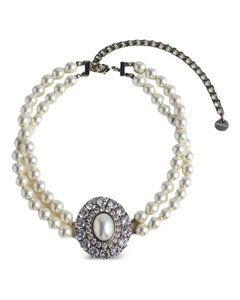 Self-Portrait Choker mit Kristallen - Silber Silber