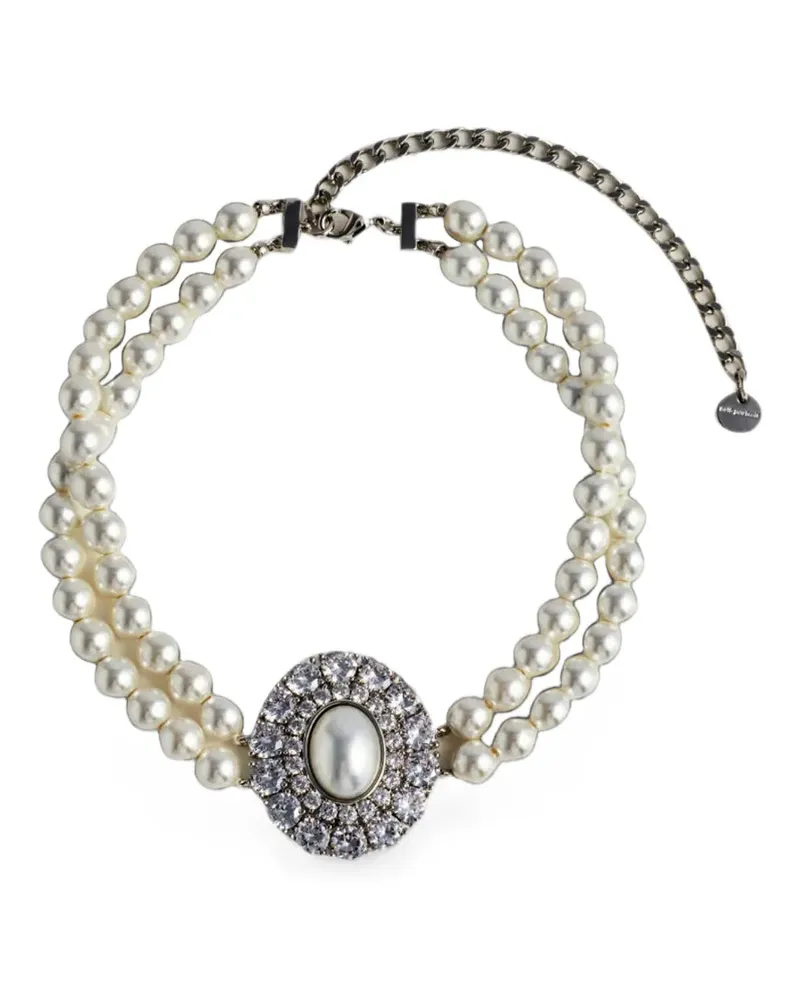 Self-Portrait pearl crystal-embellished choker - Silber Silber