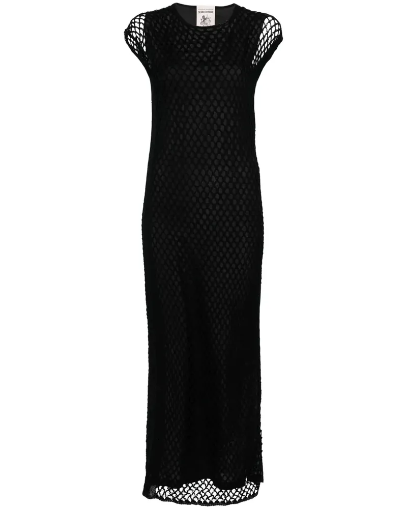 Semicouture Kleid in Lochstrick - Schwarz Schwarz