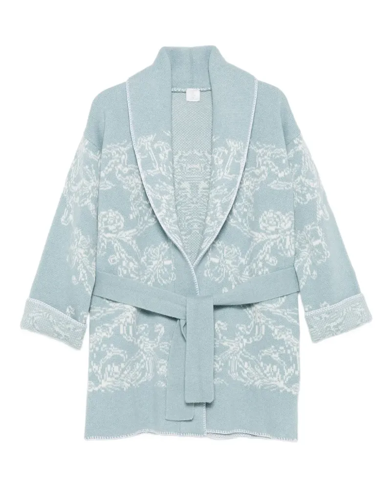 Eleventy Gemusterter Cardigan mit Schalkragen - Blau Blau