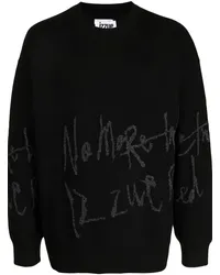 Izzue Gerippter Pullover mit Slogan-Stickerei Schwarz