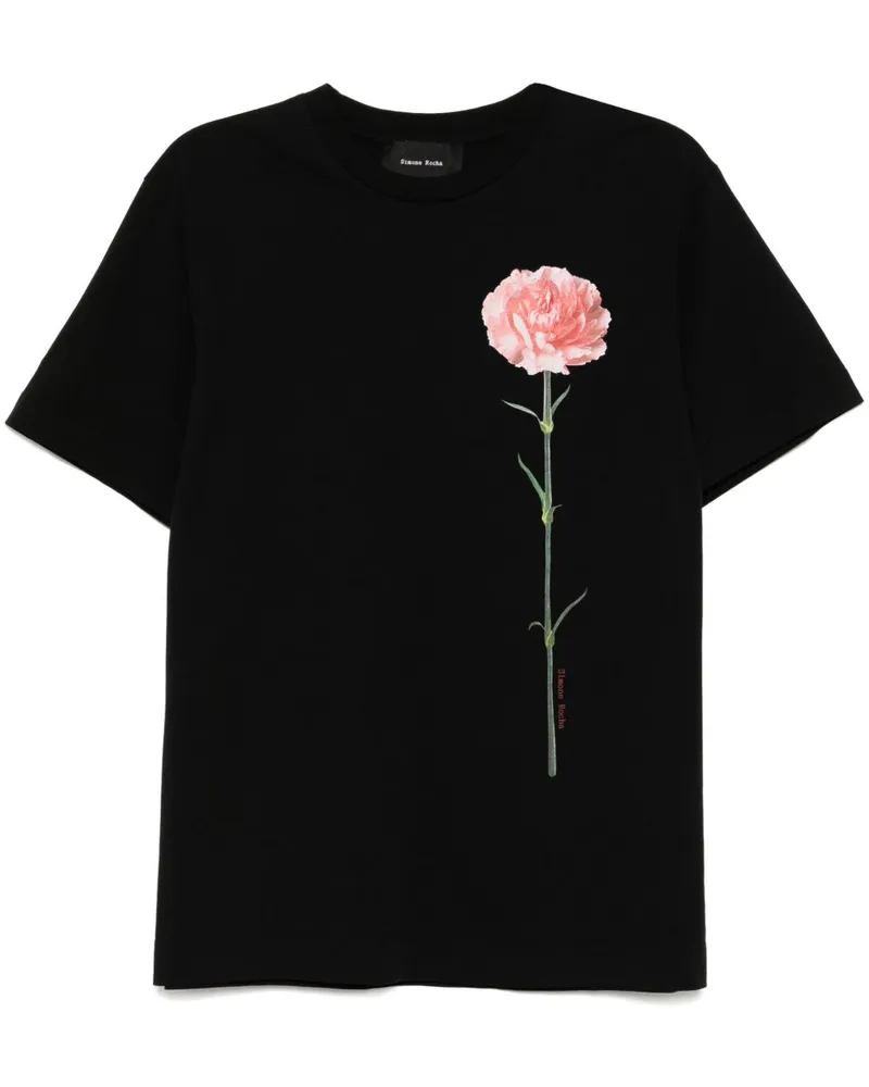Simone Rocha T-Shirt mit Blumen-Print - Schwarz Schwarz