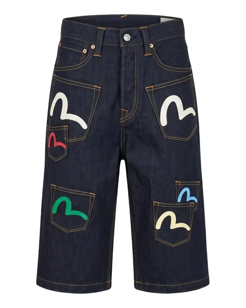 Evisu Jeans-Shorts mit Möwen-Print - Blau Blau