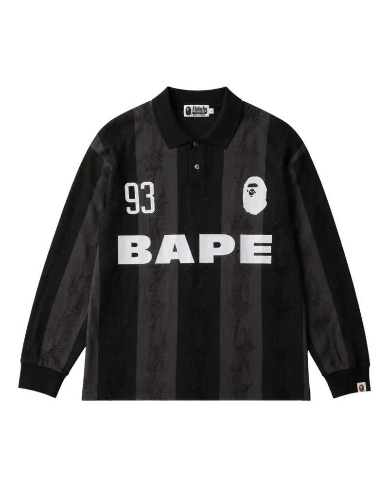 BAPE Gestreiftes Poloshirt - Schwarz Schwarz