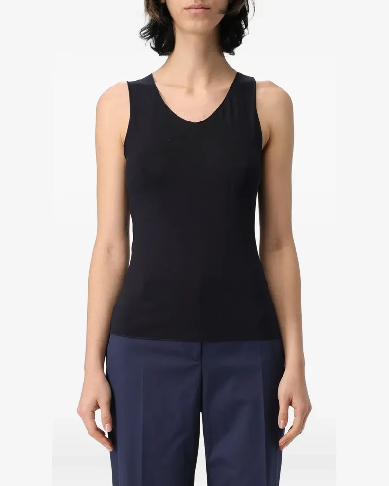 Emporio Armani Jersey-Oberteil mit V-Ausschnitt - Schwarz Schwarz