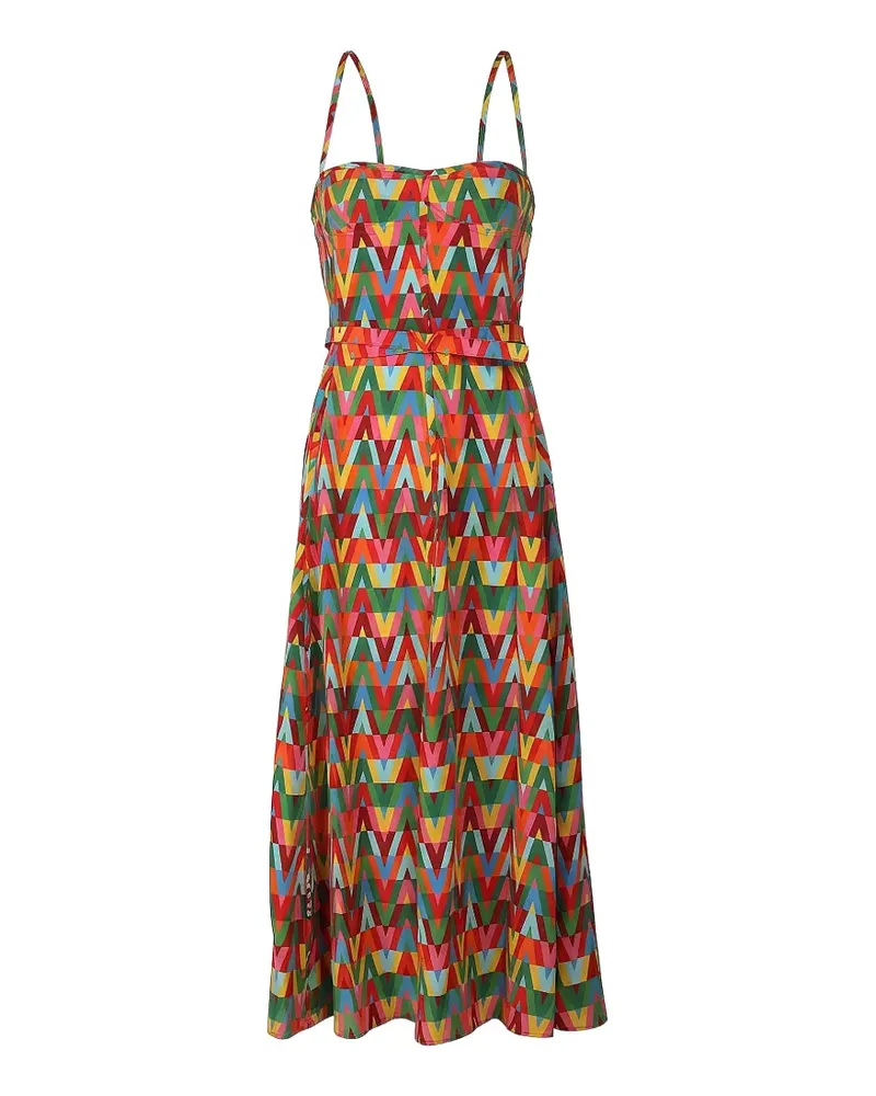 Valentino Garavani geometric belted midi dress - Rot Rot