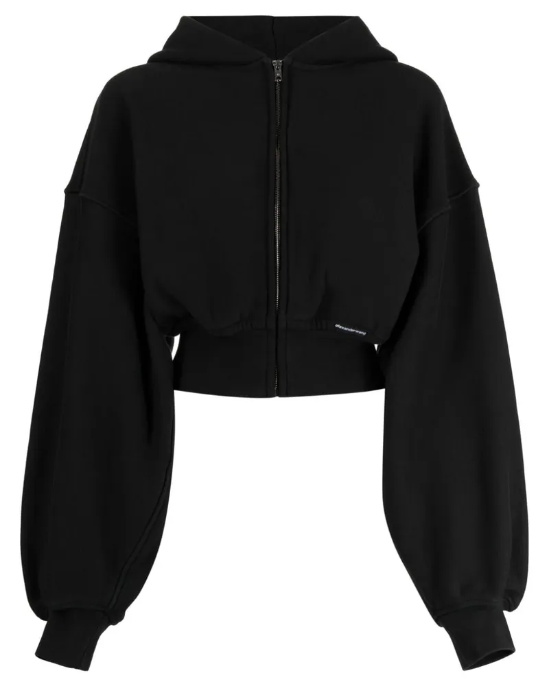 Alexander Wang Cropped-Hoodie mit Reißverschluss Schwarz