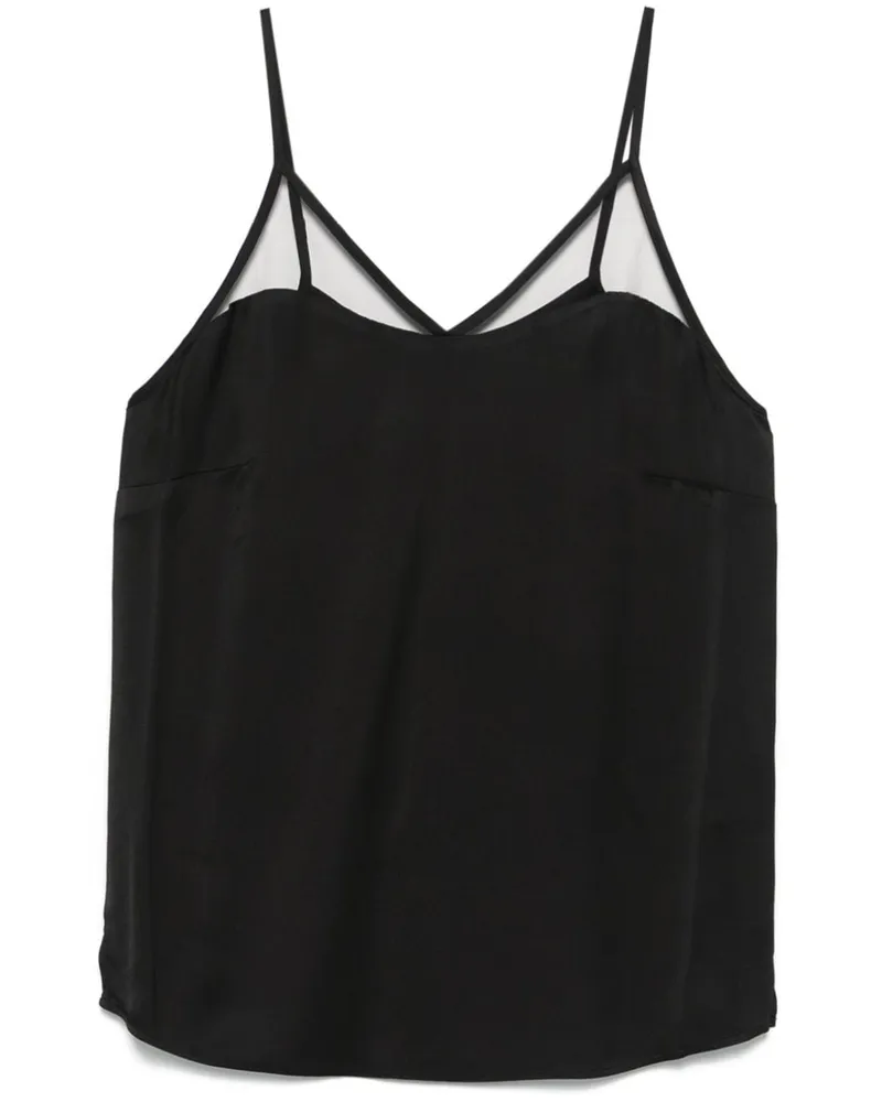 Twin-Set Top aus Satin-Tüll - Schwarz Schwarz