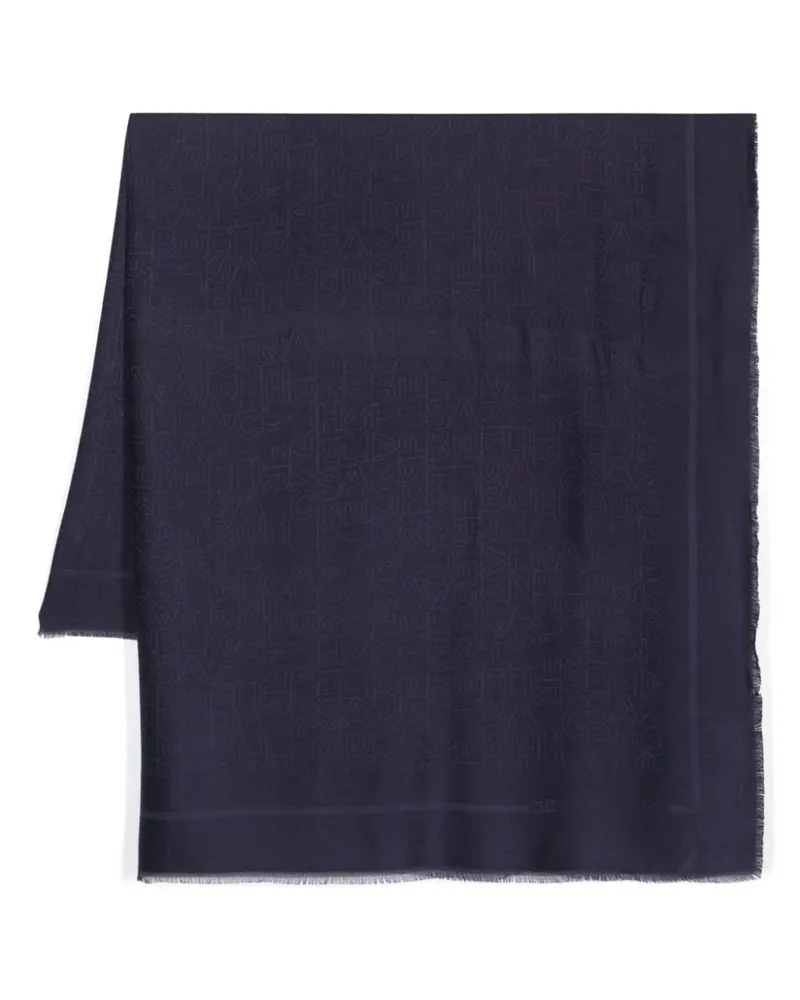Elisabetta Franchi Jacquard-Schal mit Logo - Blau Blau