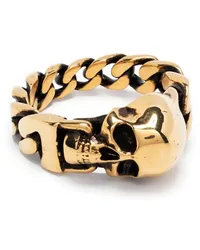 Alexander McQueen Ring im Kettendesign mit Totenkopf Gold