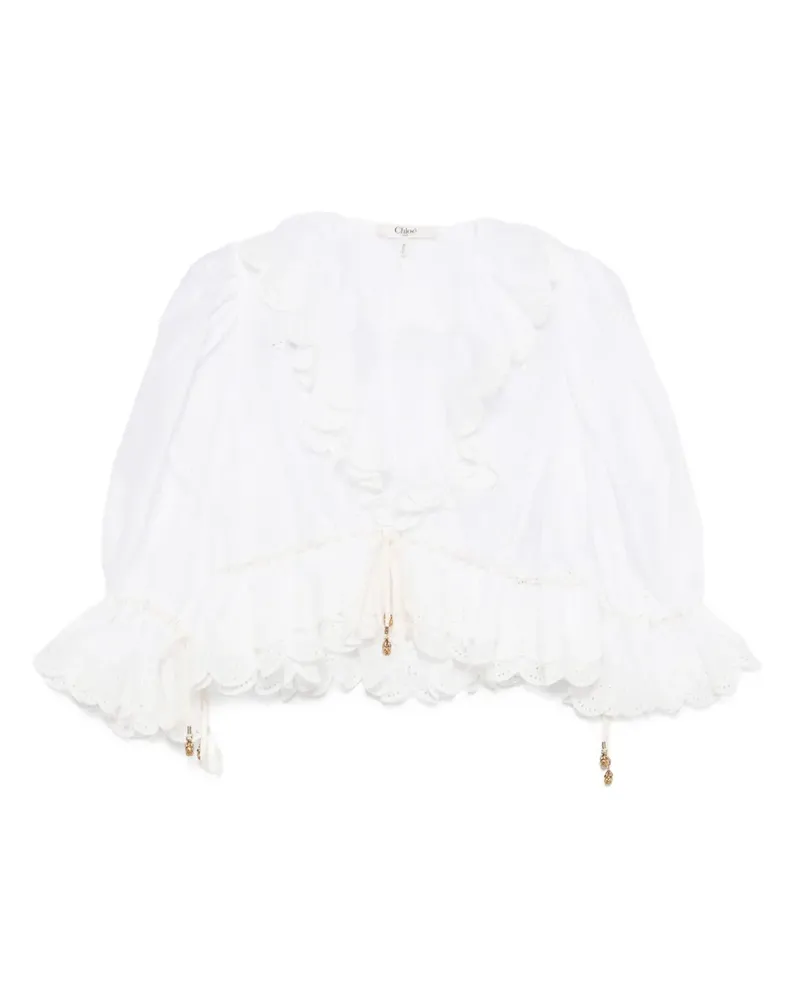 Chloé Cropped-Oberteil mit Rüschen - Weiß Weiß