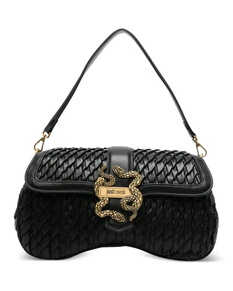Just Cavalli Schultertasche mit Schlangendetail - Schwarz Schwarz
