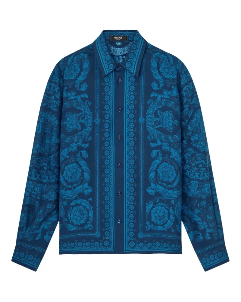 Versace Hemd mit Barocco-Print - Blau Blau