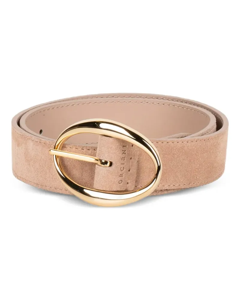 Orciani oval-buckle suede belt - Nude Nude