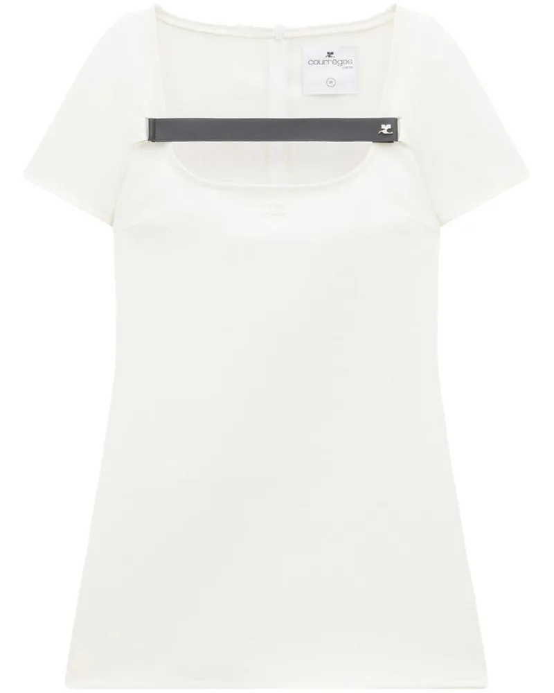 Courrèges Kleid mit kurzen Ärmeln - Weiß Weiß