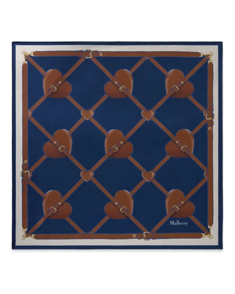 Mulberry Heart Pockets Schal mit Schnallen-Print - Blau Blau