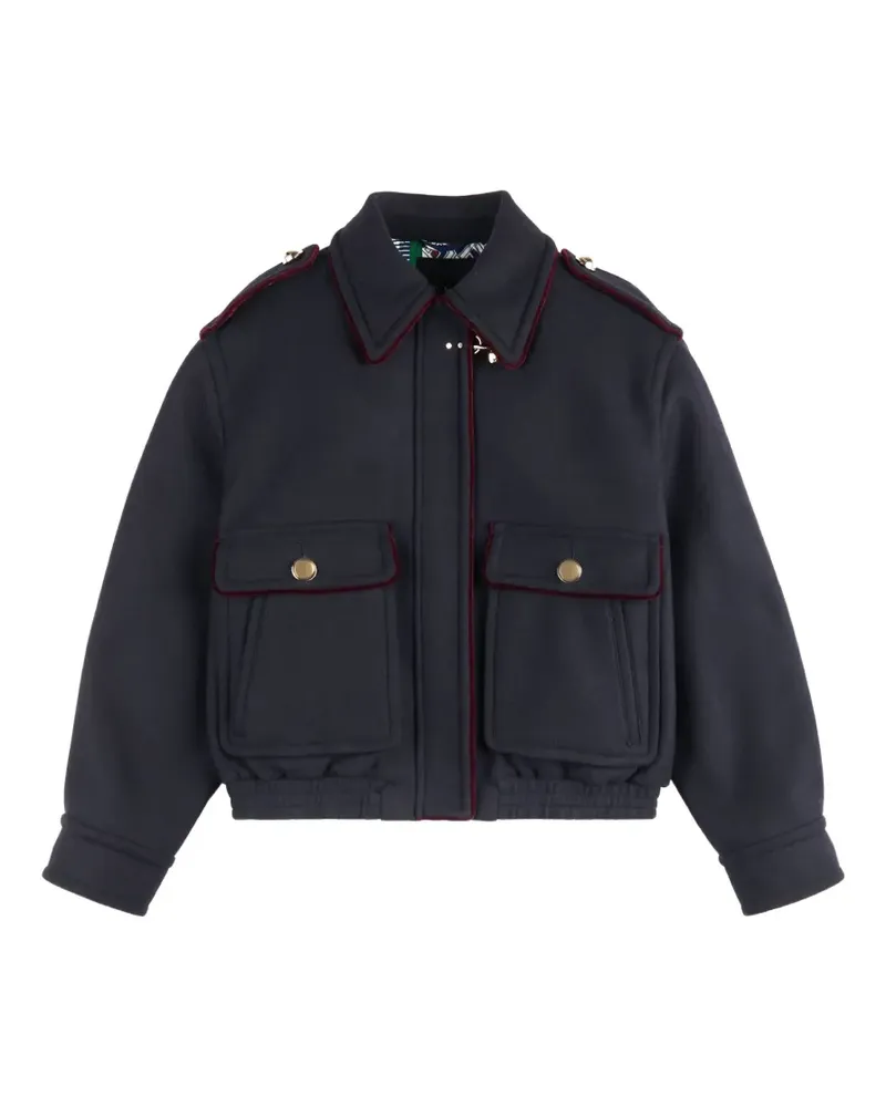 Fay velvet-trim hook jacket - Blau Blau
