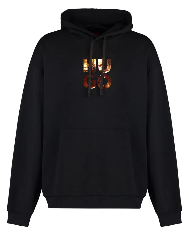 HUGO BOSS Hoodie mit Logo-Print - Schwarz Schwarz