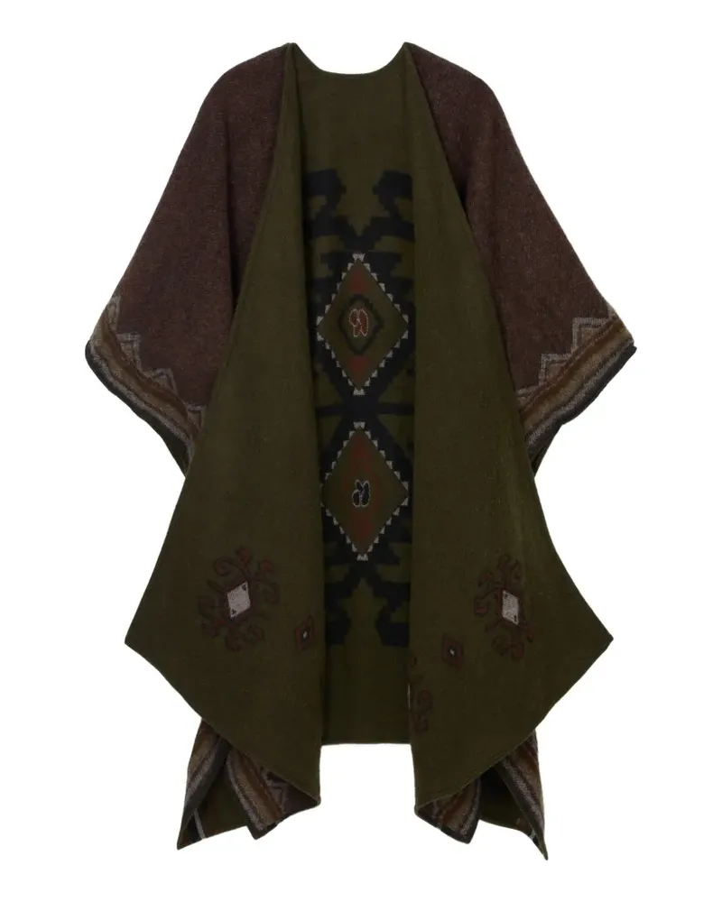 ba&sh Pongo intarsia cape jacket - Grün Grün