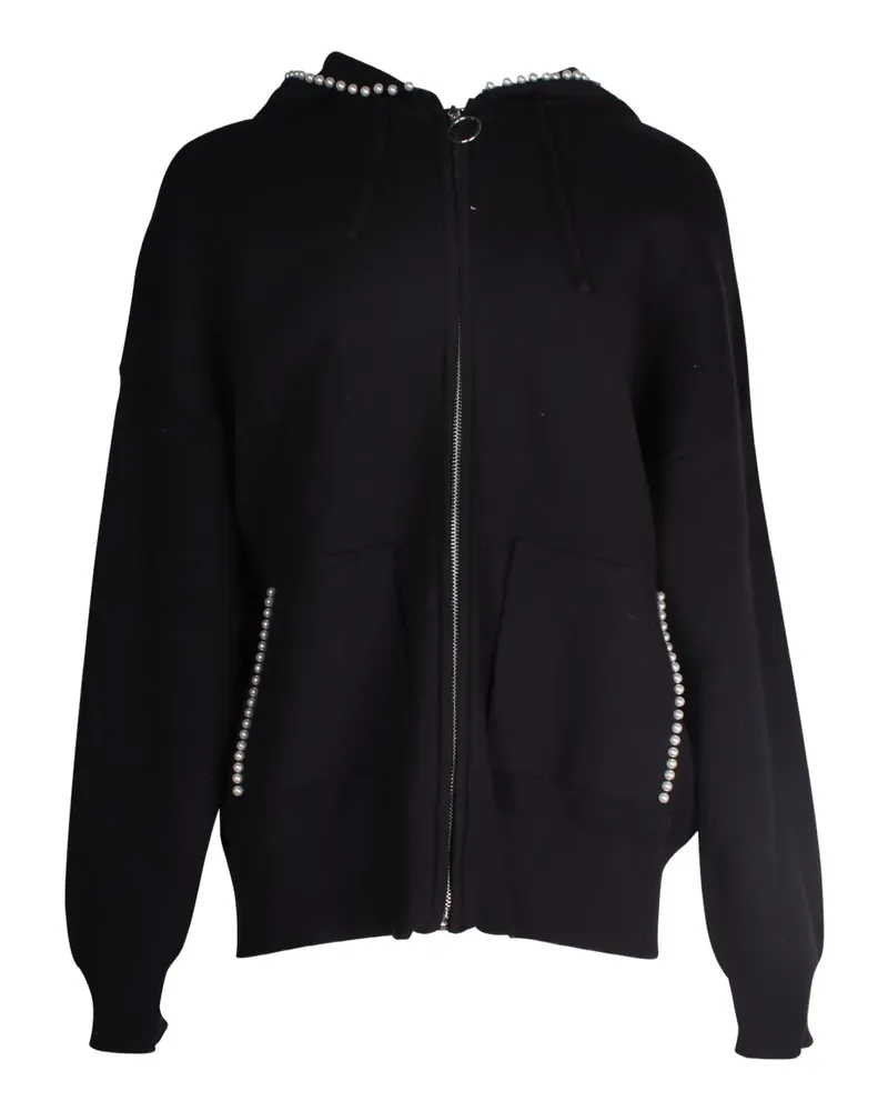 Sandro pearl-embellished zip-front hoodie - Schwarz Schwarz