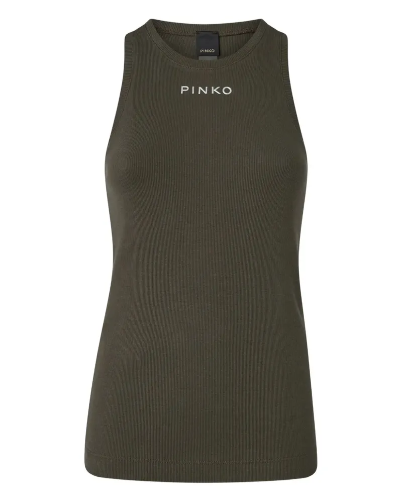 Pinko Geripptes Tanktop mit Logo - Grau Grau