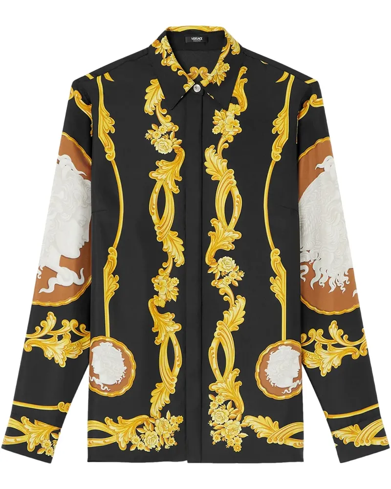 Versace Cameo Seidenhemd - Schwarz Schwarz