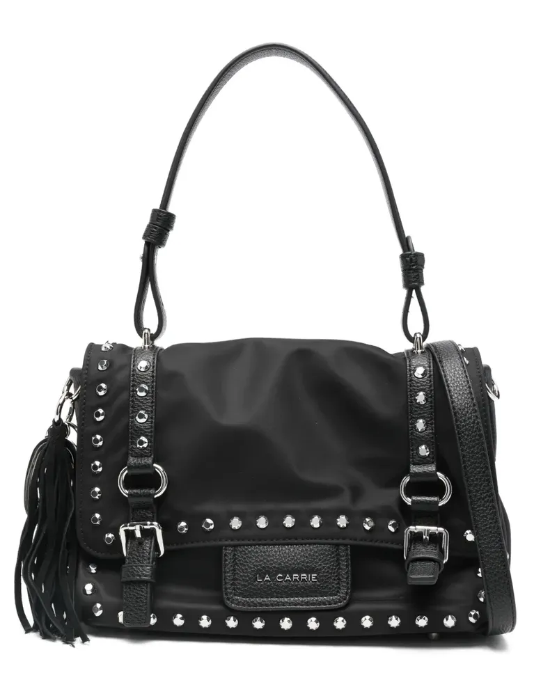 LA CARRIE Athena tassel studded shoulder bag - Schwarz Schwarz