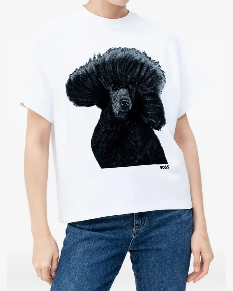 HUGO BOSS T-Shirt mit Pudel-Print - Weiß Weiß