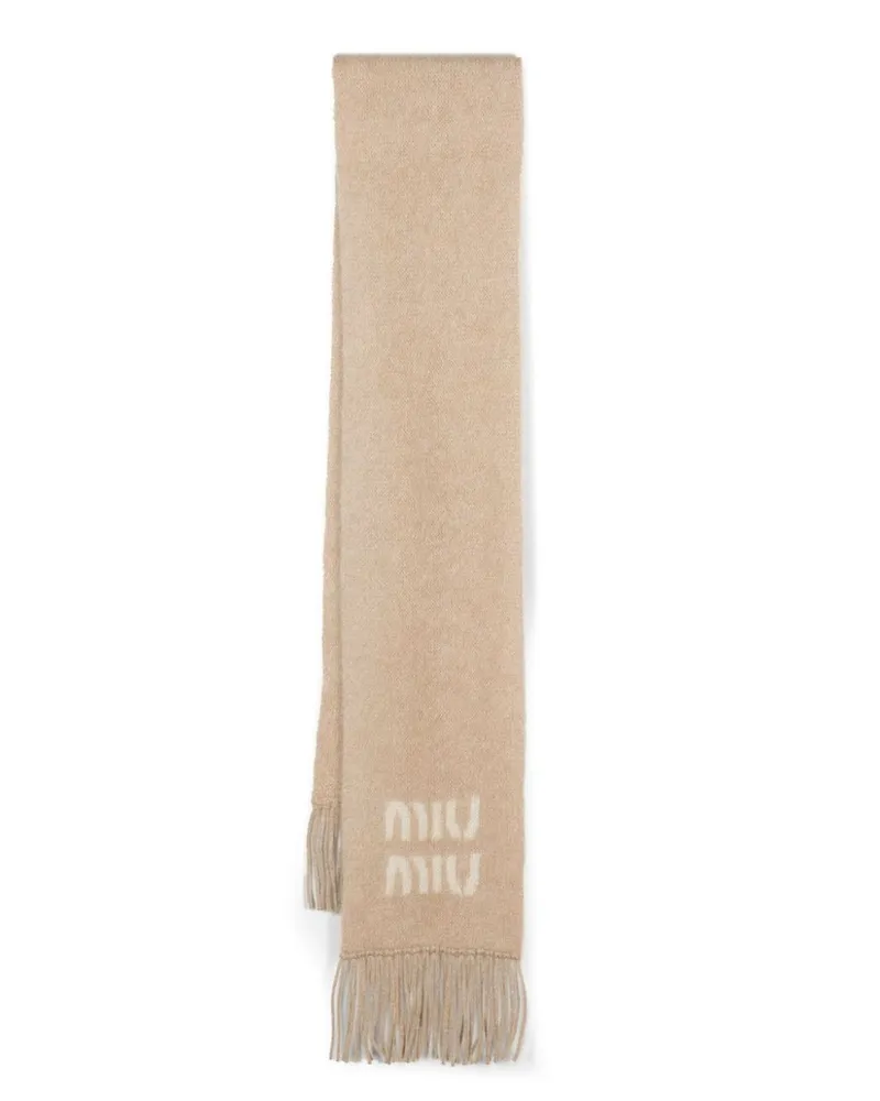 Miu Miu Schal mit Jacquard-Logo - Nude Nude