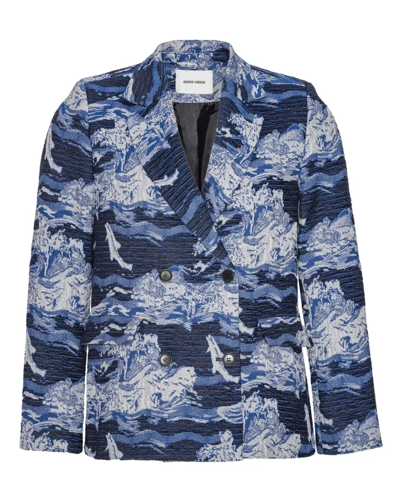 Henrik Vibskov Doppelreihiger Blazer mit Wellen-Print - Blau Blau