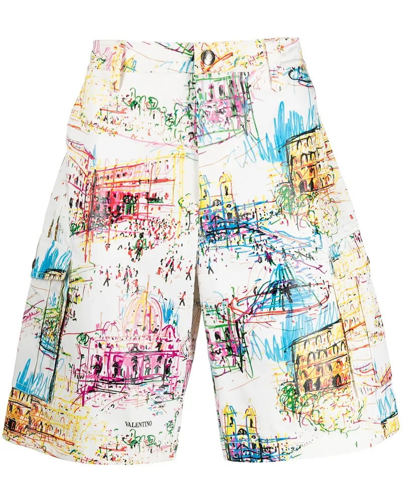 Valentino Garavani Bermudas mit Roman Sketches-Print - Weiß Weiß