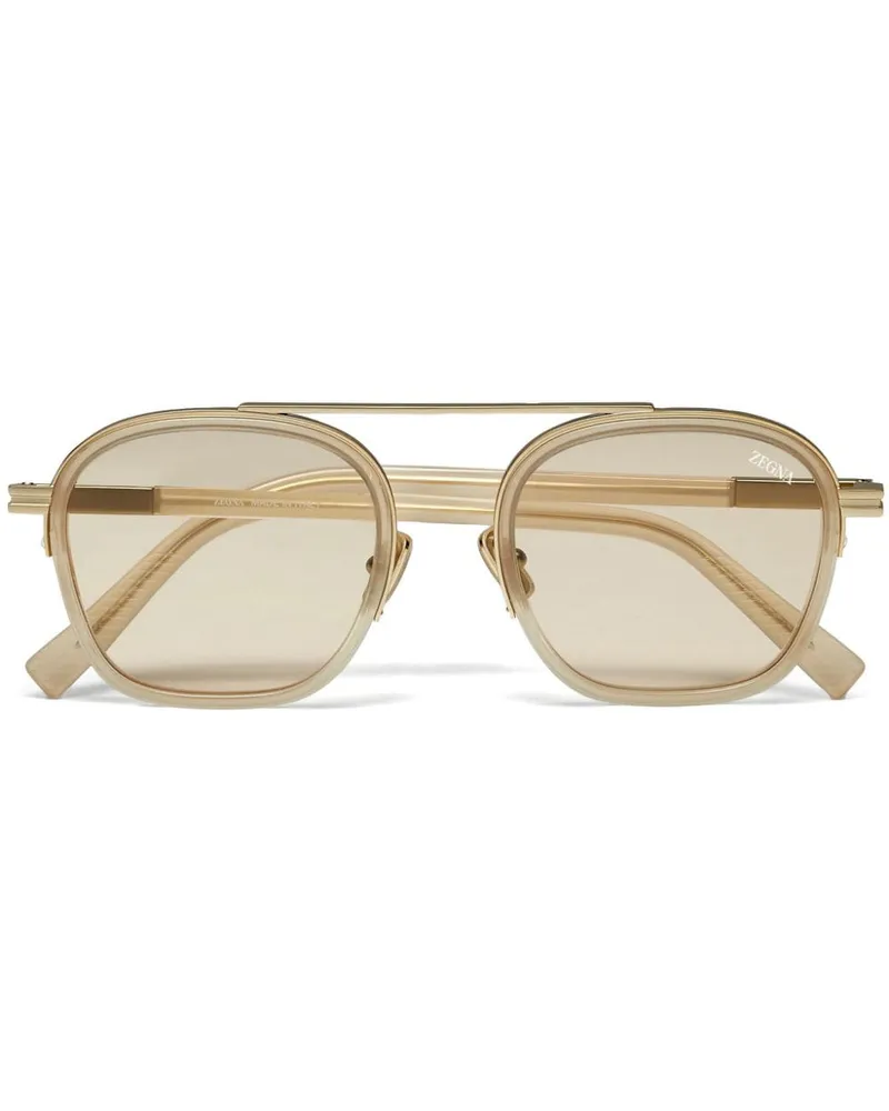 Ermenegildo Zegna Sonnenbrille mit eckigem Gestell - Nude Nude