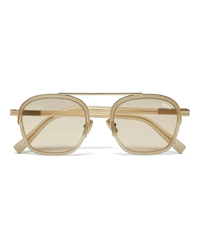 Ermenegildo Zegna Sonnenbrille mit eckigem Gestell - Nude Nude