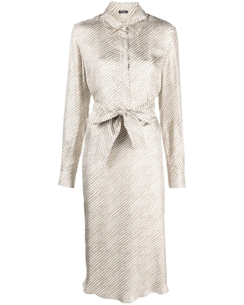 Kiton Seidenhemdkleid mit abstraktem Print - Braun Braun