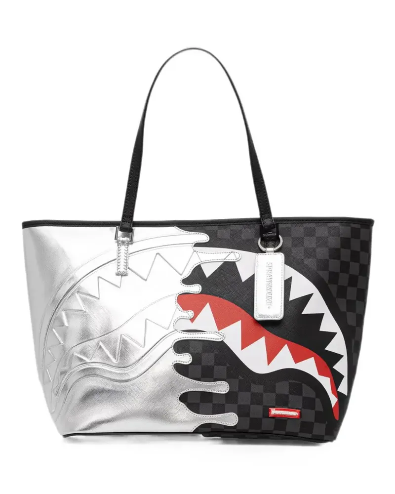 Sprayground Chrome Spectre checkered tote bag - Silber Silber