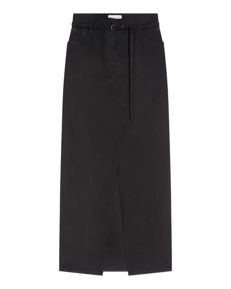 Dries van Noten langer, stückgefärbter Rock - Schwarz Schwarz