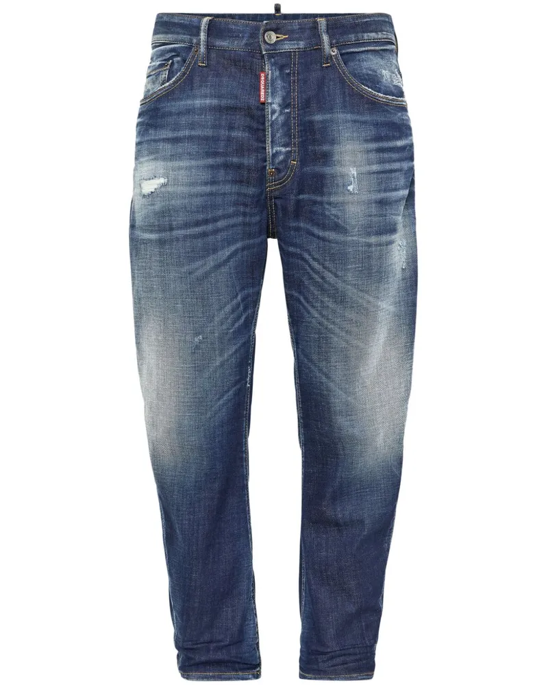 Dsquared2 Halbhohe Straight-Leg-Jeans - Blau Blau