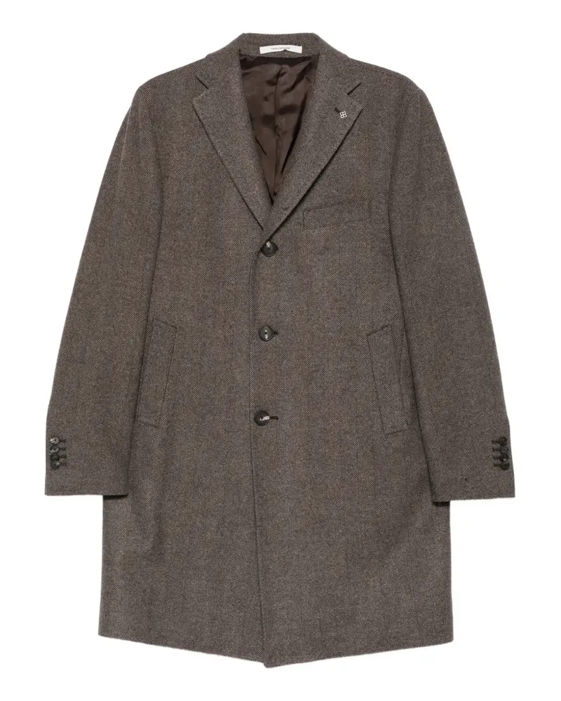Tagliatore herringbone-pattern single-breasted coat - Braun Braun