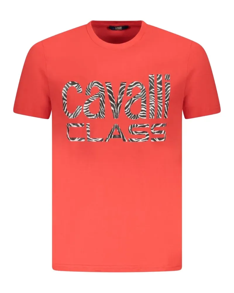 Roberto Cavalli logo-print zebra-pattern T-shirt - Orange Orange