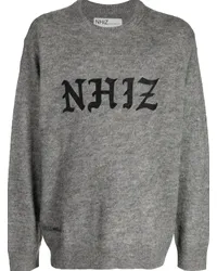 Izzue Melierter Pullover mit Slogan-Print Grau