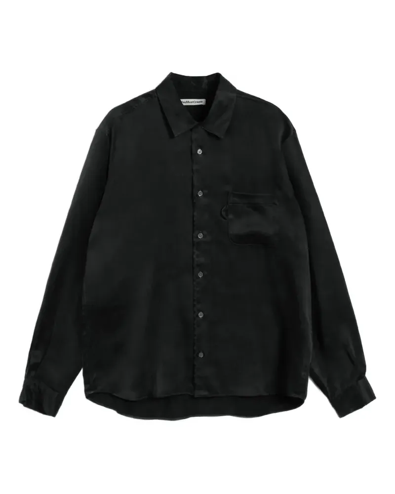 YMC patch-pocket long-sleevs shirt - Schwarz Schwarz