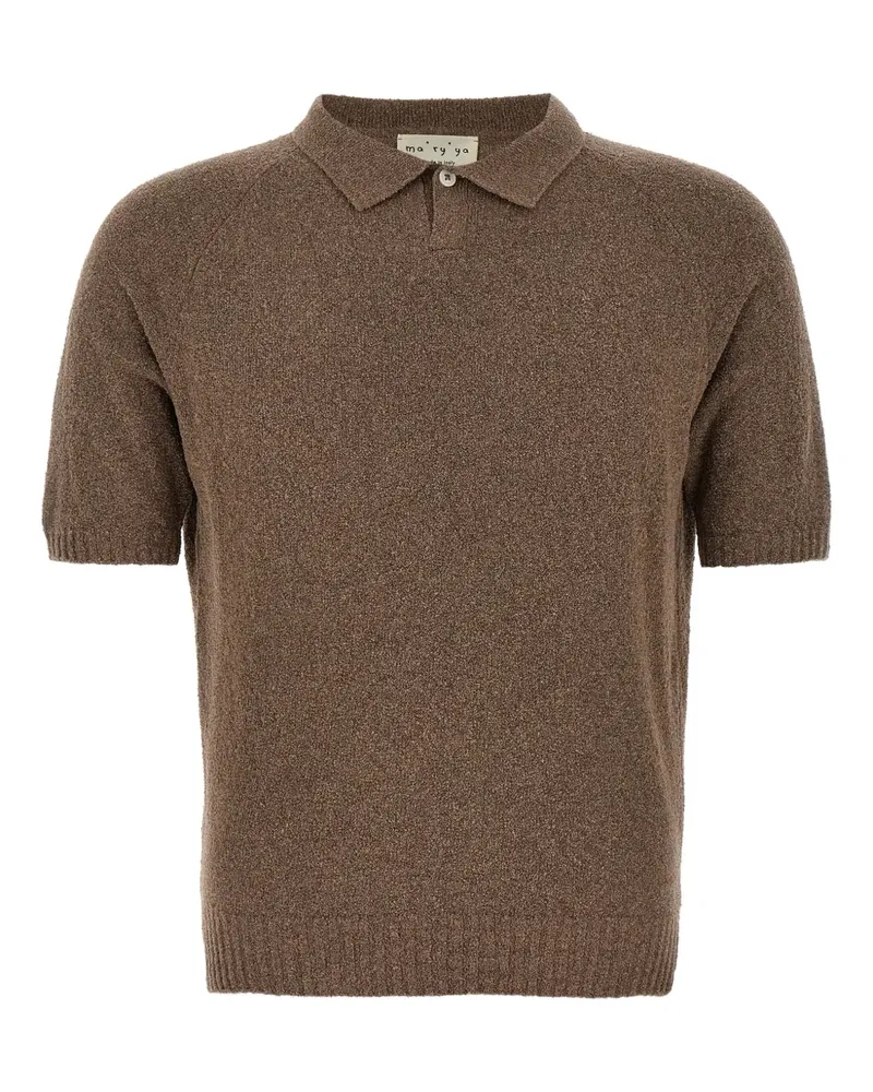 MA'RY'YA Poloshirt mit geripptem Saum - Braun Braun