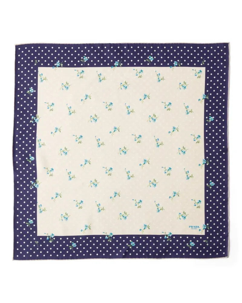 Prada printed silk twill scarf 55 - Nude Nude