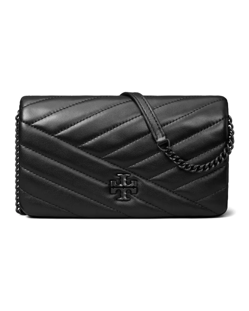 Tory Burch Beschichtetes Kira Chevron Powder Chain Portemonnaie - Schwarz Schwarz
